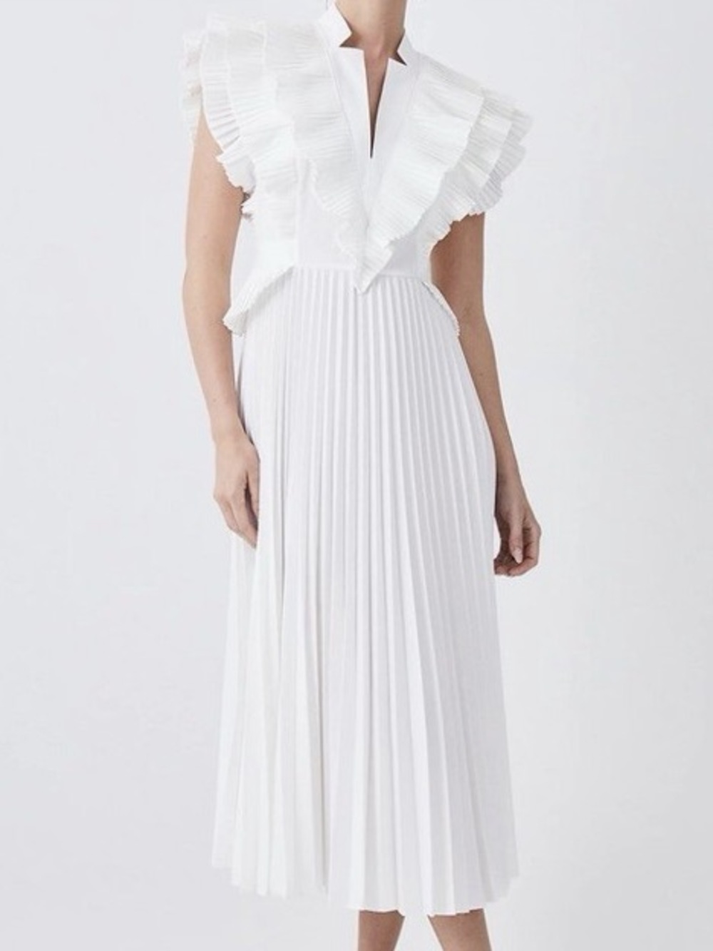 Karen Millen White Pleated Dress Size 8